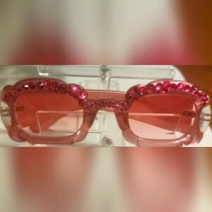 Upcycled, hand crafted sunglasses with Embellished pink rhinestones